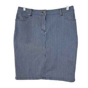 J. McLaughlin Size 8 Josette Blue and White Stripe Stretch Cotton Pencil Skirt‎